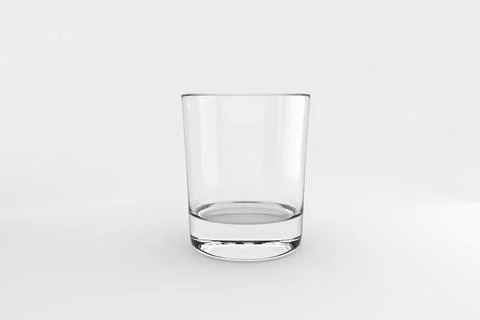 Empty and clean whiskey glass isolated on white background. 3d render Stock Illustration