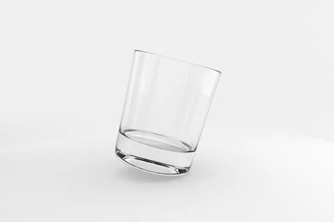 Empty and clean whiskey glass isolated on white background. 3d render Stock Illustration