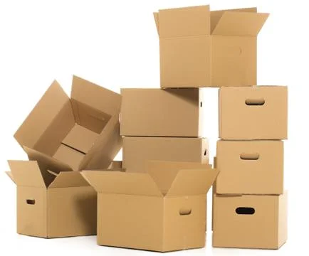 Empty and closed boxes on the white background Stock Photos