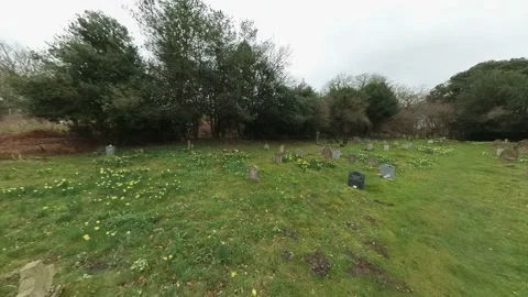 Empty and deserted graveyard and cemetery Stock-Footage 237086596