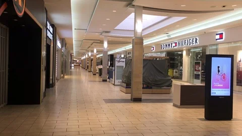 Empty and desolate mall during COVID19 pandemic in Toronto Stock Footage 127852565