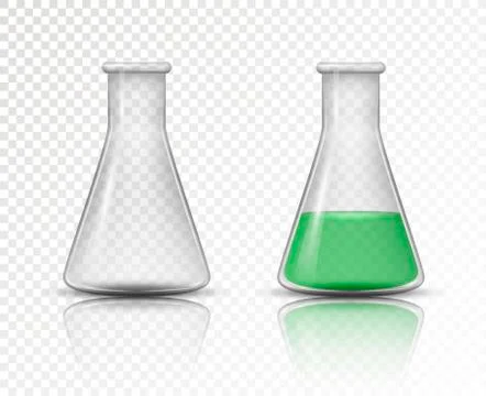 Empty and Filled flask for chemical lab Stock Illustration