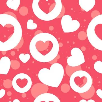 Empty and full hearts in white and pink colors with circles Stock Illustration