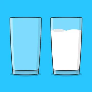 Empty And Full Milk Glasses Vector Icon Illustration. Glass Of Milk Flat Icon Stockillustratie