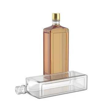 Empty and full whisky bottles Stock Illustration