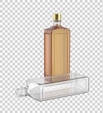 Empty and full whisky bottles Stock Illustration