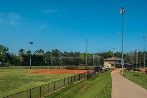 Empty and locked baseball fields Coronavirus Stock Photos