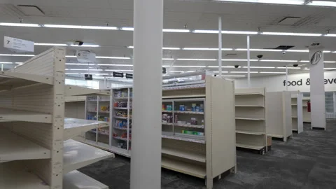 Empty and Locked Shelves at Retail Pharmacy due to Theft Vídeos de archivo 269860445