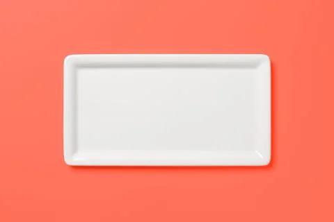 Empty angular plate pink red background, clipping-path Stock Photos