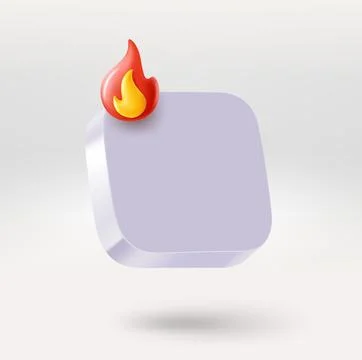 Empty app icon with bonfire. Place your logo or icon into button. 3d vector.. Stock Illustration