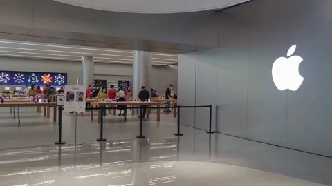 Empty apple store with less customers in china Stock Footage 220671357
