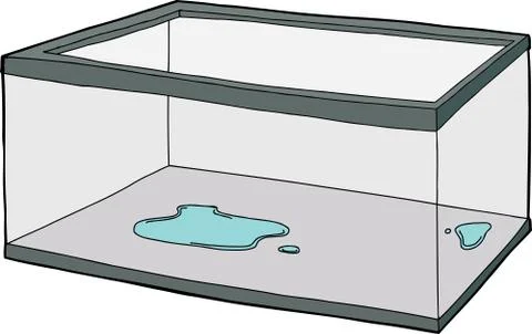 Empty Aquarium with Puddle Stock Illustration