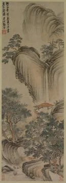 Empty Arbor and Rapid Waterfall, 1468. Zhang Ning (Chinese, 1426-c. 1495). .. Ilustração Stock