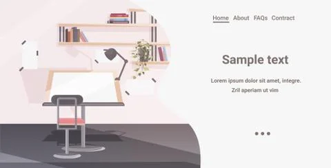 Empty architect office with adjustable drawing desk and chair workshop engineer 스톡 일러스트