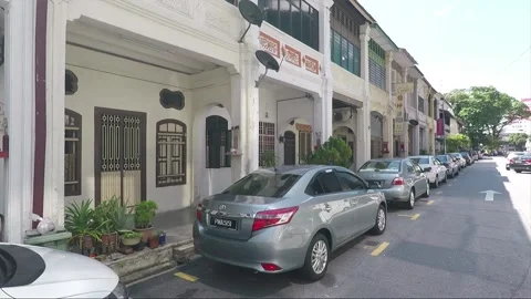 Empty Argyll road, Jalan Argyll view, shophouse, George Town, Penang, Malaysia Stock Footage 162121294
