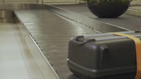 Empty ariport baggage carousel Stock Footage 153573511