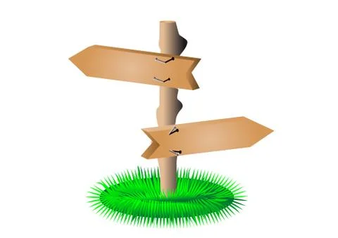 Empty arrows sign with a grass Stock Illustration