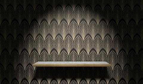 Empty Art Deco Shelf On Wall Stock Illustration
