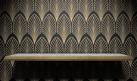 Empty Art Deco Shelf On Wall Stock Illustration
