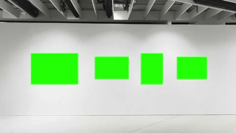 Empty Art Gallery Interior with Green Screen Pictures on the wall Stock Footage 112426356
