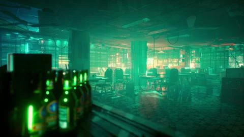 Empty asian bar at night Stock Illustration