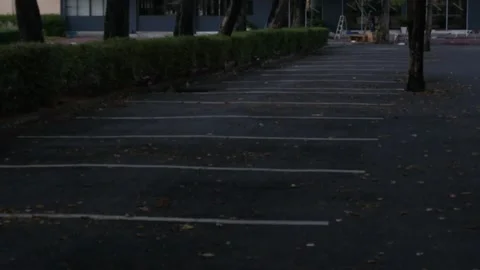 Empty Asphalt Parking Lot with White Lines Stock Footage 326989587