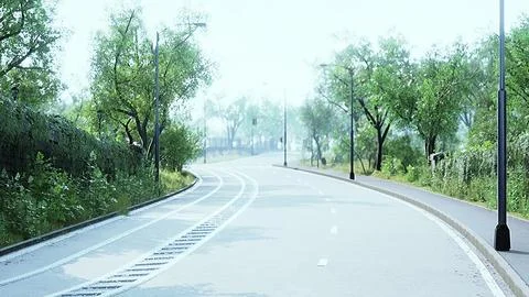 Empty asphalt road and beautiful view of cityscape on sunny day Stock Illustration