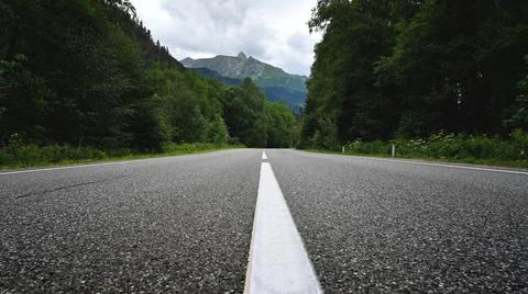 Empty asphalt road and mountain landscape Stock Photos
