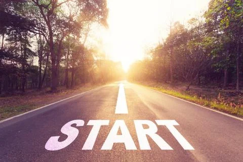Empty asphalt road and START concept. Stock Photos