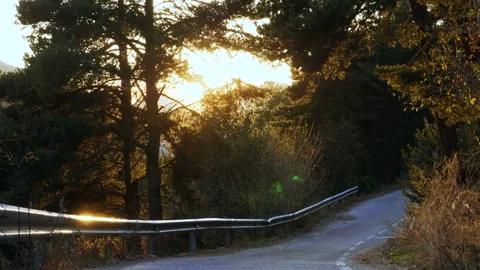 An empty asphalt road in the Pyrenees mountains. 4K Stock Footage 113049500