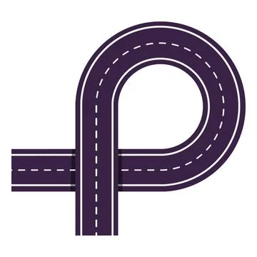 Empty asphalt road round fork with dividing lines top view, vector highway from Stock Illustration