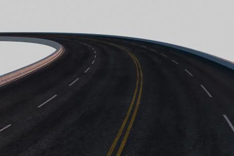 The empty asphalt road with white background, 3d rendering. 스톡 일러스트