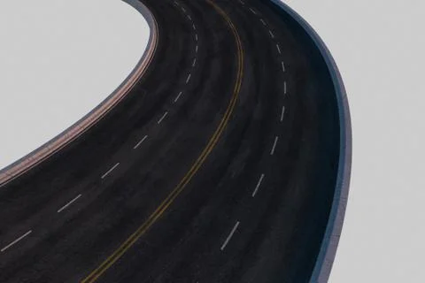 The empty asphalt road with white background, 3d rendering. 스톡 일러스트