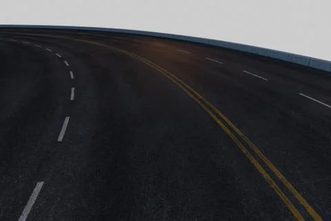 The empty asphalt road with white background, 3d rendering. Stock Illustration