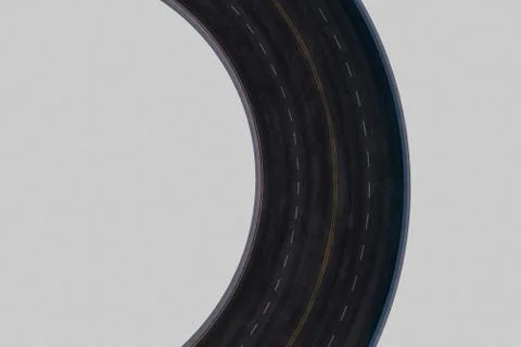 The empty asphalt road with white background, 3d rendering. 스톡 일러스트