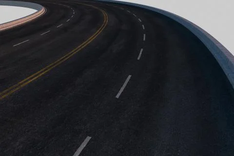 The empty asphalt road with white background, 3d rendering. Stock Illustration