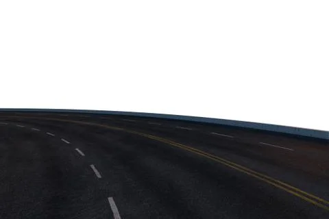 The empty asphalt road with white background, 3d rendering. Stock Illustration