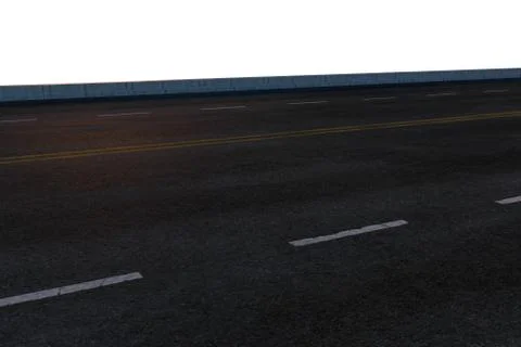 The empty asphalt road with white background, 3d rendering. Stock Illustration