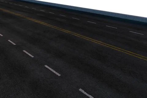 The empty asphalt road with white background, 3d rendering. Stock Illustration