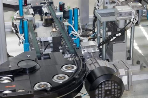 Empty assembly line closeup Stock Photos