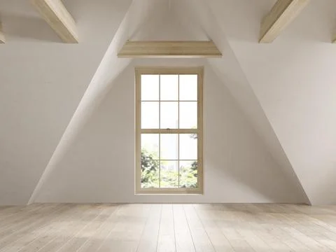 Empty attic interior room 3d illustration Stock Illustration