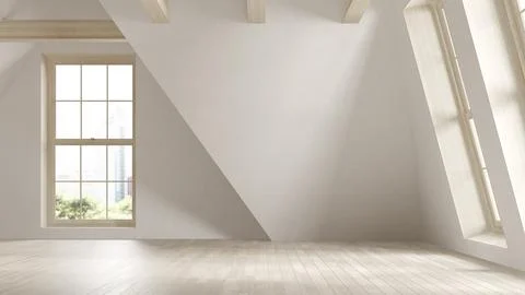 Empty attic interior room 3d illustration Stock Illustration
