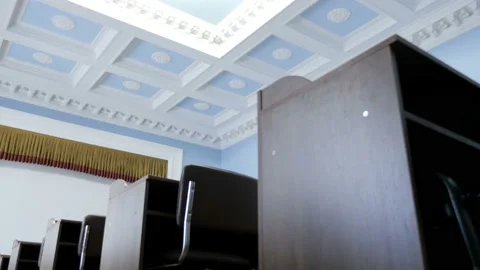 Empty Auditorium Classroom, Camera Movement Among Rows Stock Footage 101091607