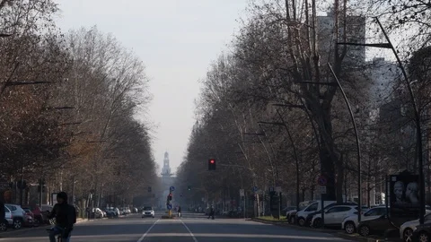 Empty avenue due to traffic blockade Stock Footage 124040837