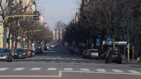 Empty avenue due to traffic blockade Stock Footage 124041128