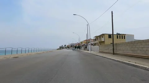 Empty Avola's shoreline during Easter lockdown due to Covid19 pandemic Stock Footage 151608412