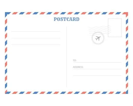 Empty back of a postcard with postage stamps Stock Illustration