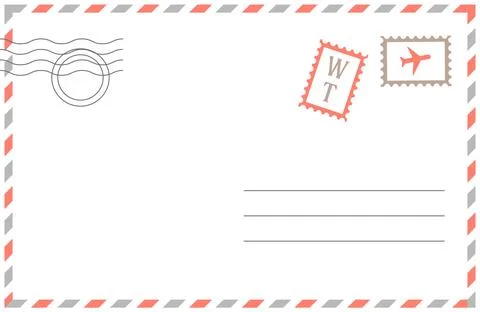 Empty back of a postcard with postage stamps Stock Illustration