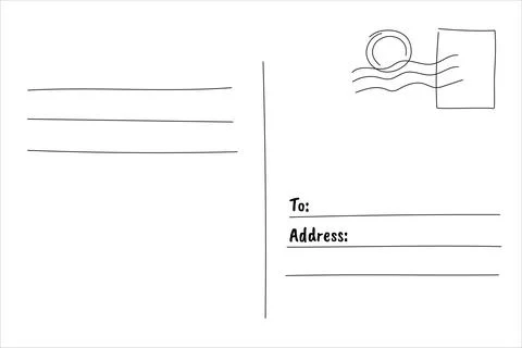 Empty back of a postcard with postage stamps Stock Illustration