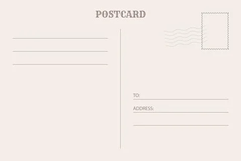 Empty back of a postcard with postage stamps Stock Illustration